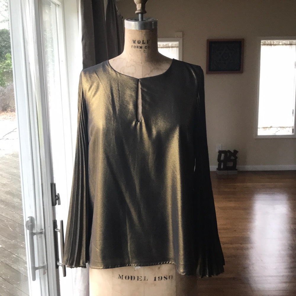 NEW Bardot Gold Pleated Top